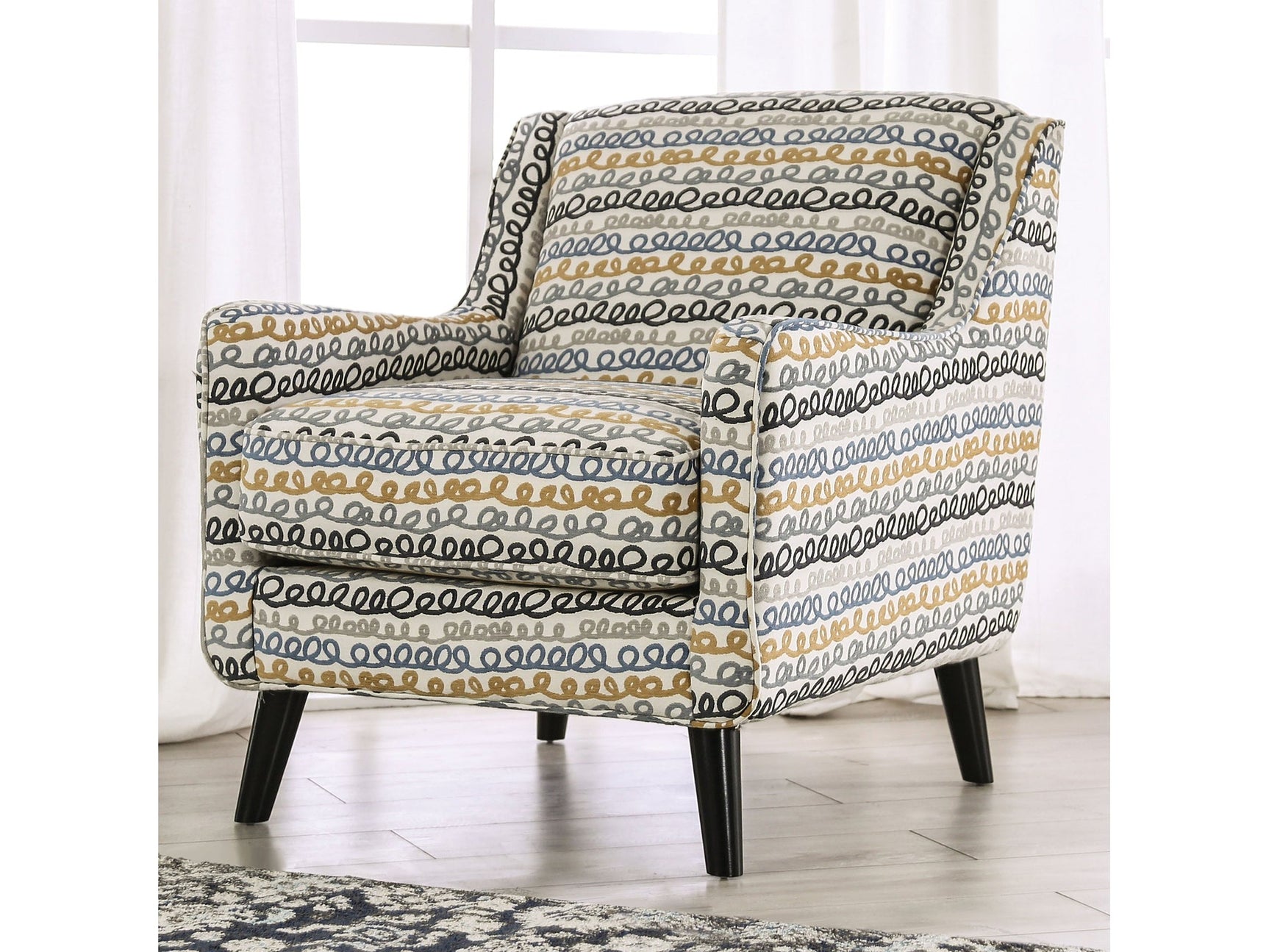 Chancery Gray/Navy Accent Chair - Ornate Home
