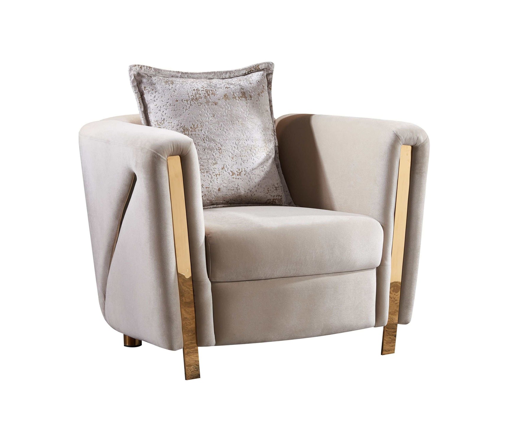 Chanelle Beige Velvet Chair - Ornate Home