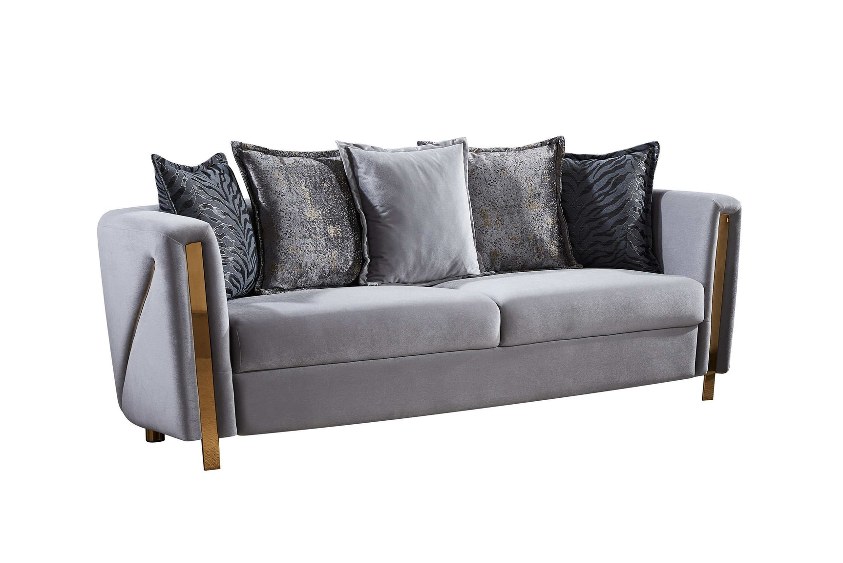 Chanelle Gray Velvet Sofa - Ornate Home