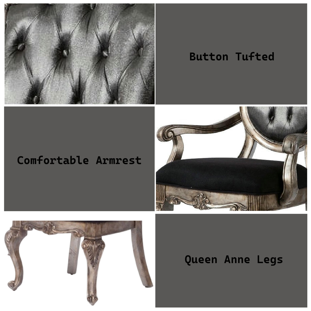 Chantelle Antique Platinum Dining Arm Chair (Set of 2) - Ornate Home