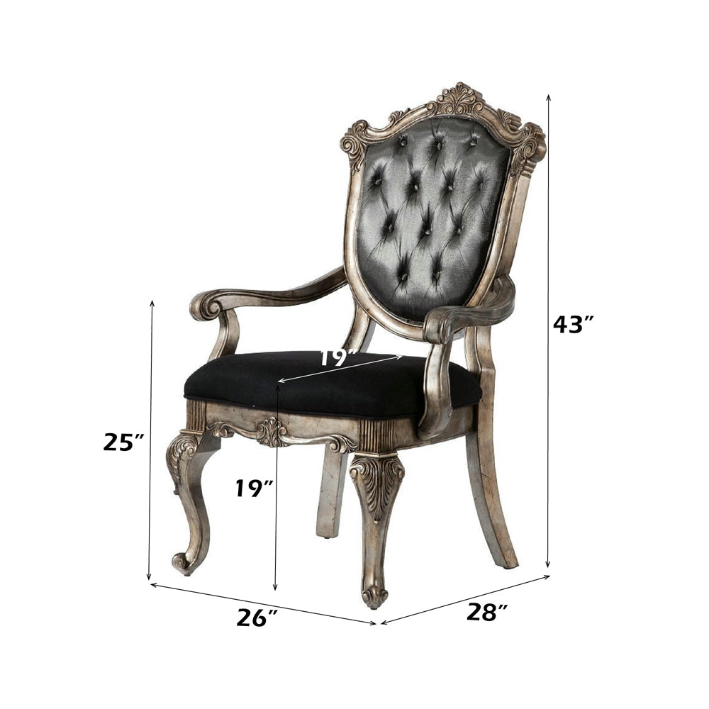 Chantelle Antique Platinum Dining Arm Chair (Set of 2) - Ornate Home