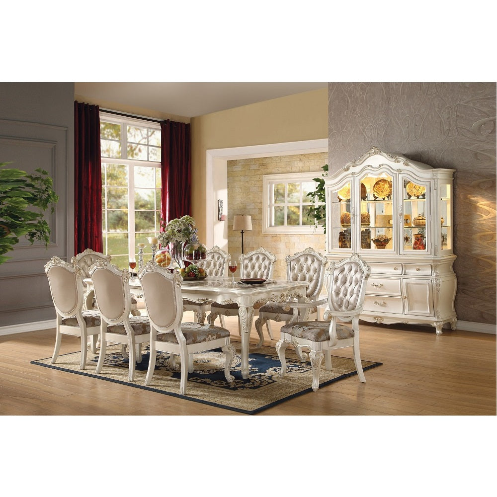 Chantelle Natural Marble Top/Pearl Beige Dining Table - Ornate Home