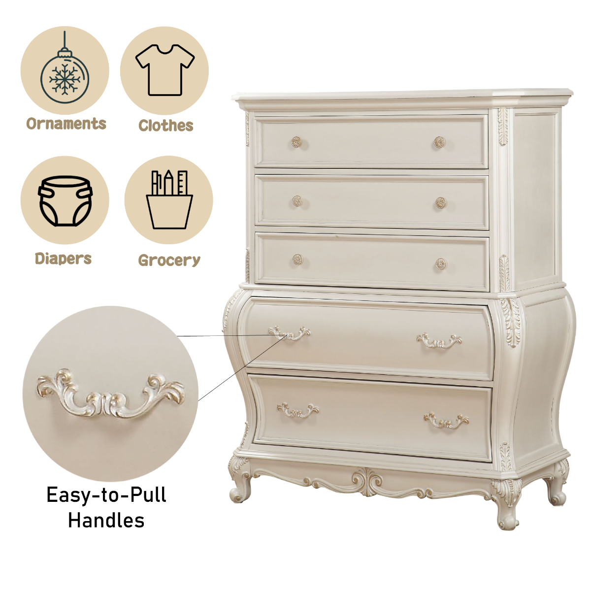 Chantelle Pearl White Chest - Ornate Home
