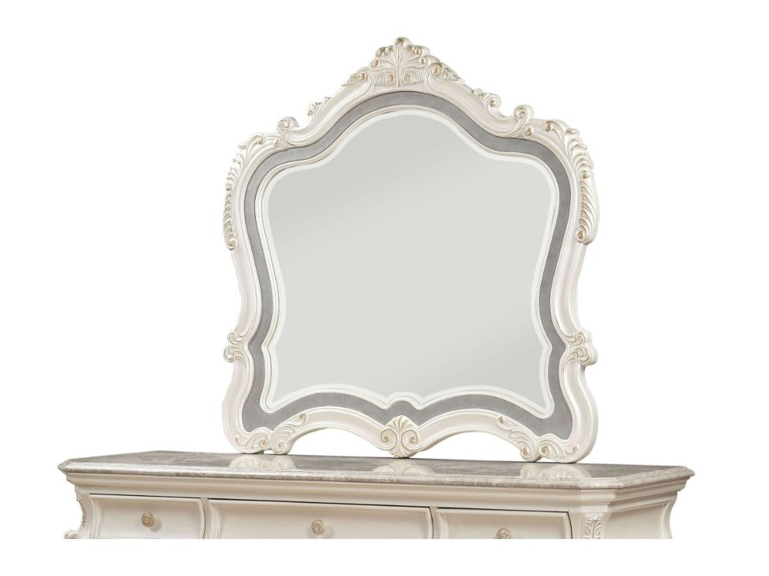 Chantelle Pearl White Mirror - Ornate Home