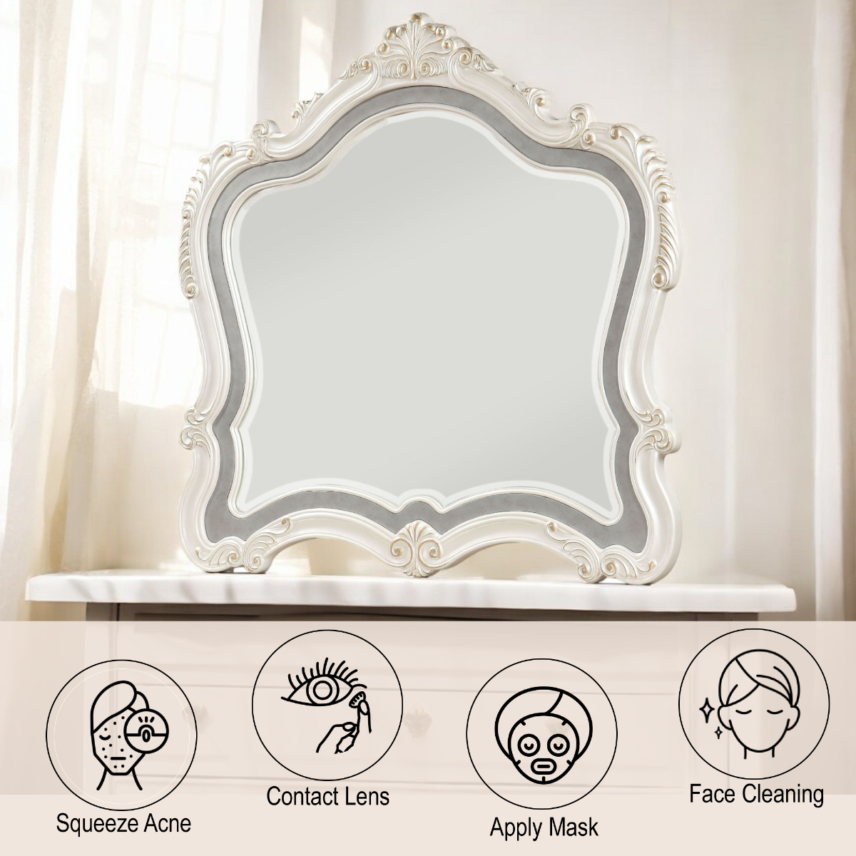 Chantelle Pearl White Mirror - Ornate Home