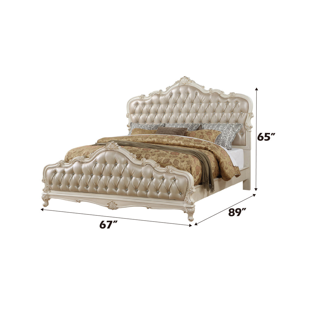 Chantelle Pearl White Queen Bed - Ornate Home