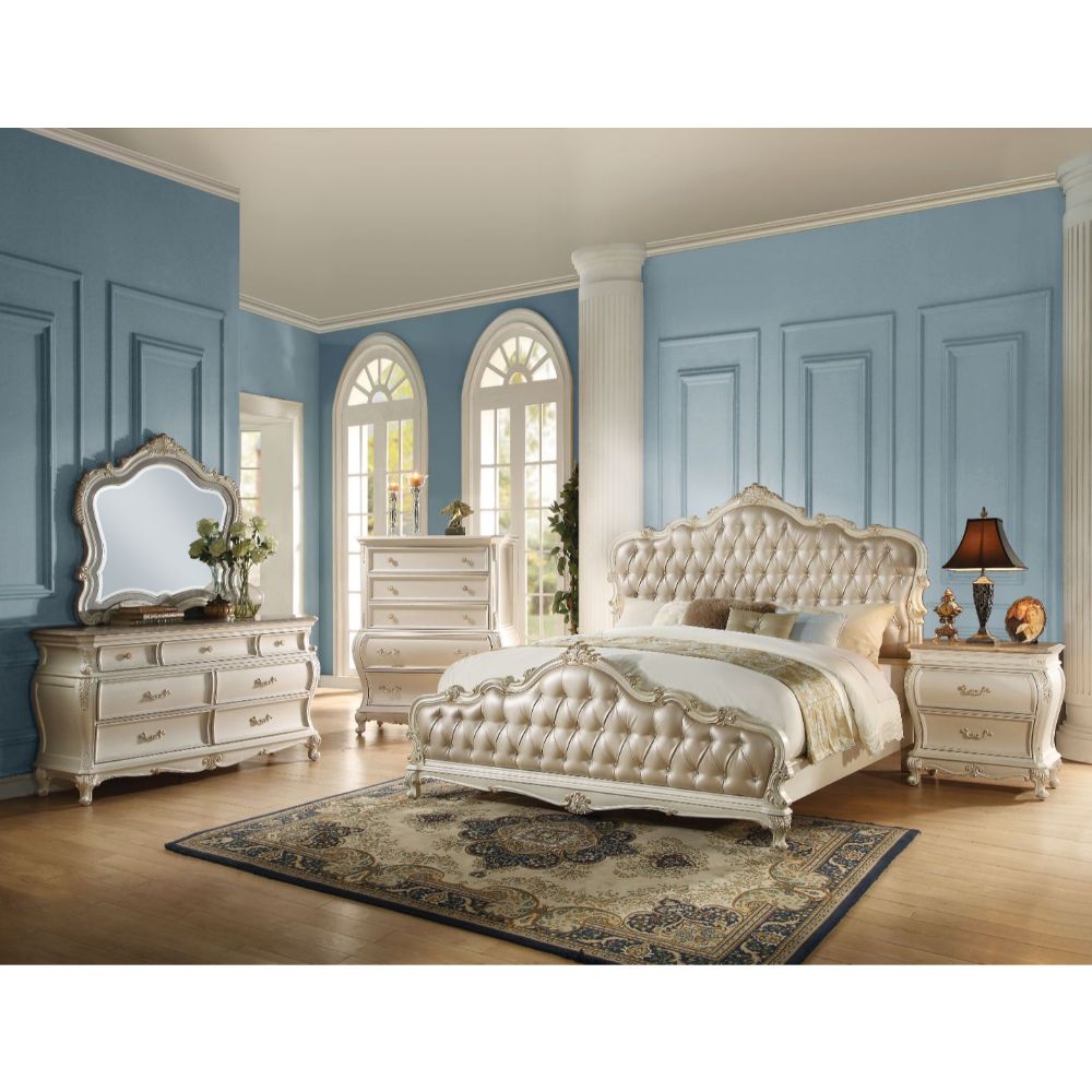 Chantelle Pearl White Queen Bed - Ornate Home