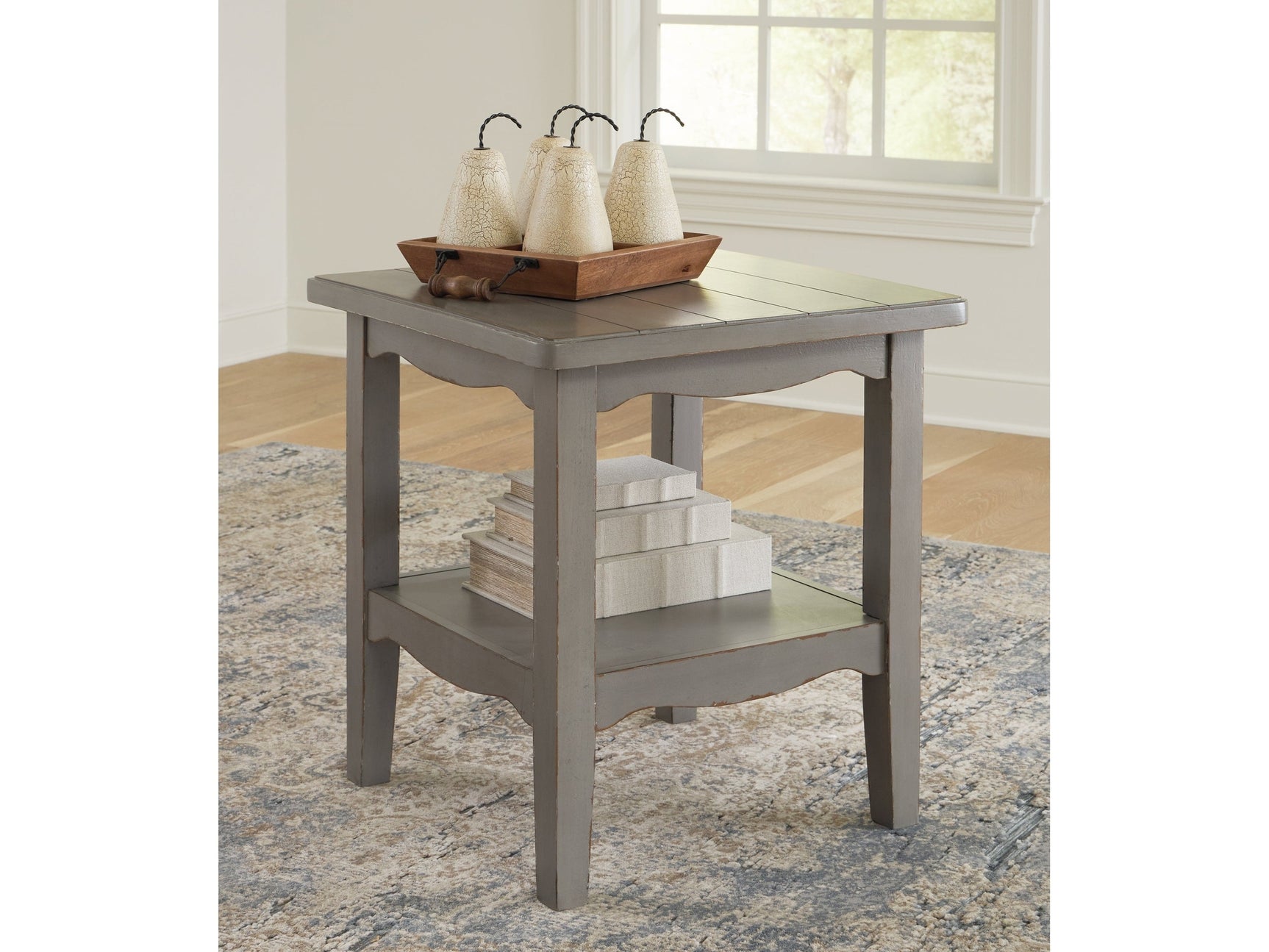 Charina Antique Gray End Table - Ornate Home