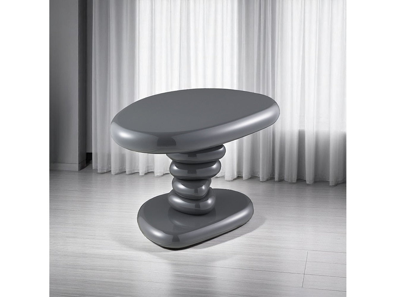 Charlene Gray High Gloss End Table - Ornate Home