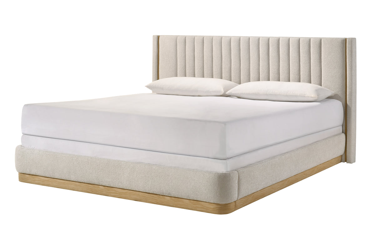 Charlene Oat Tweed King Upholstered Platform Bed - Ornate Home