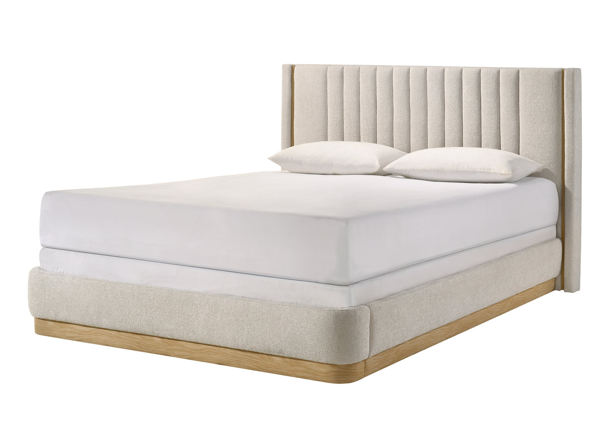 Charlene Oat Tweed Queen Upholstered Platform Bed - Ornate Home