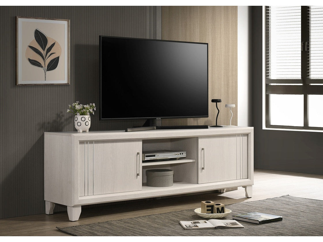 Charlie Lustrous White TV Stand - Ornate Home