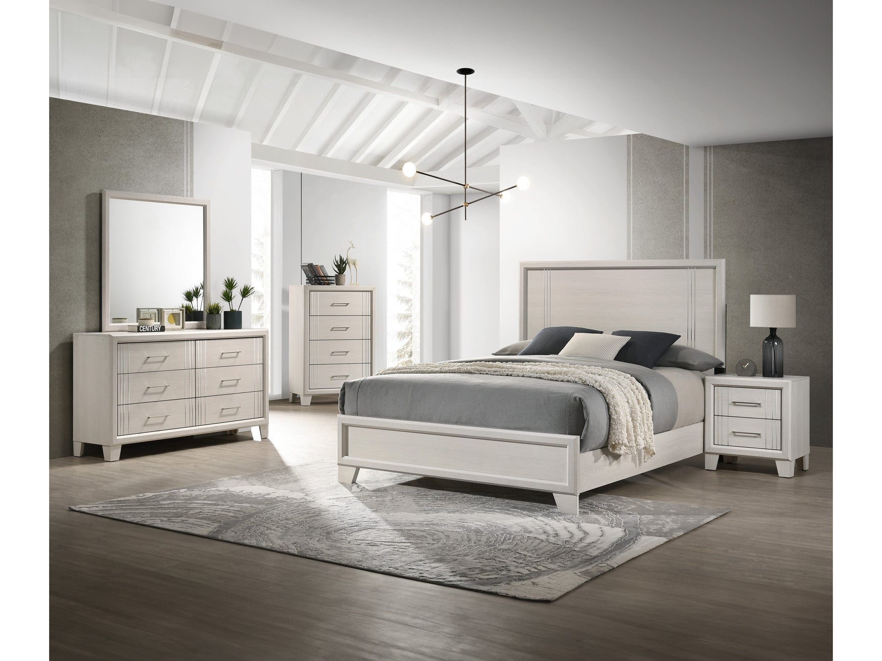 Charlie White Queen Panel Bedroom Set - Ornate Home