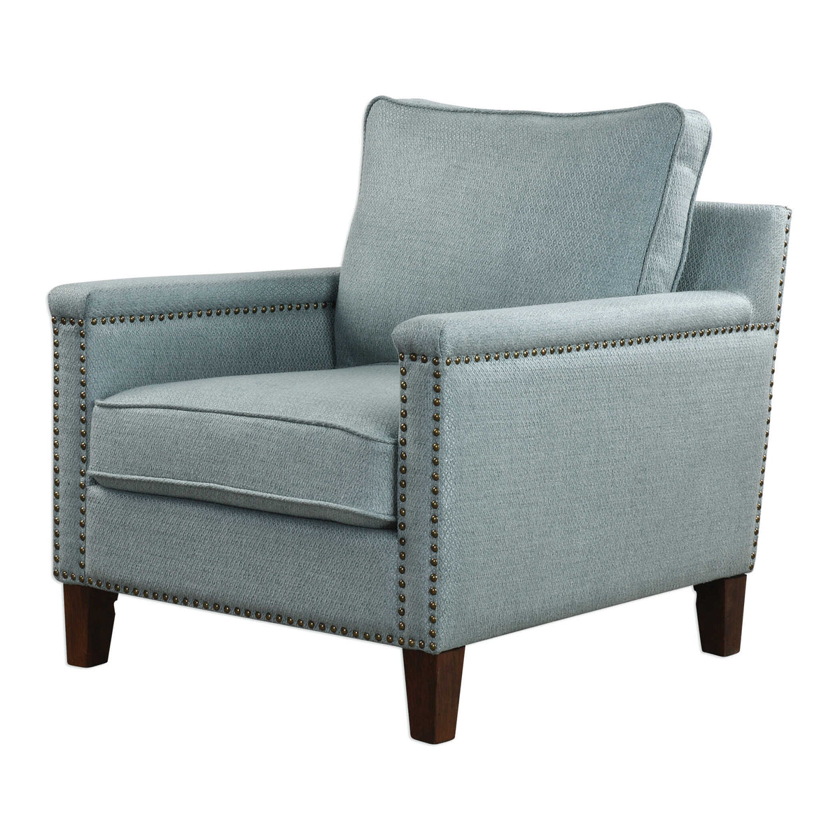 Charlotta Blue/Brass/Woodtone Sea Mist Accent Chair - Ornate Home
