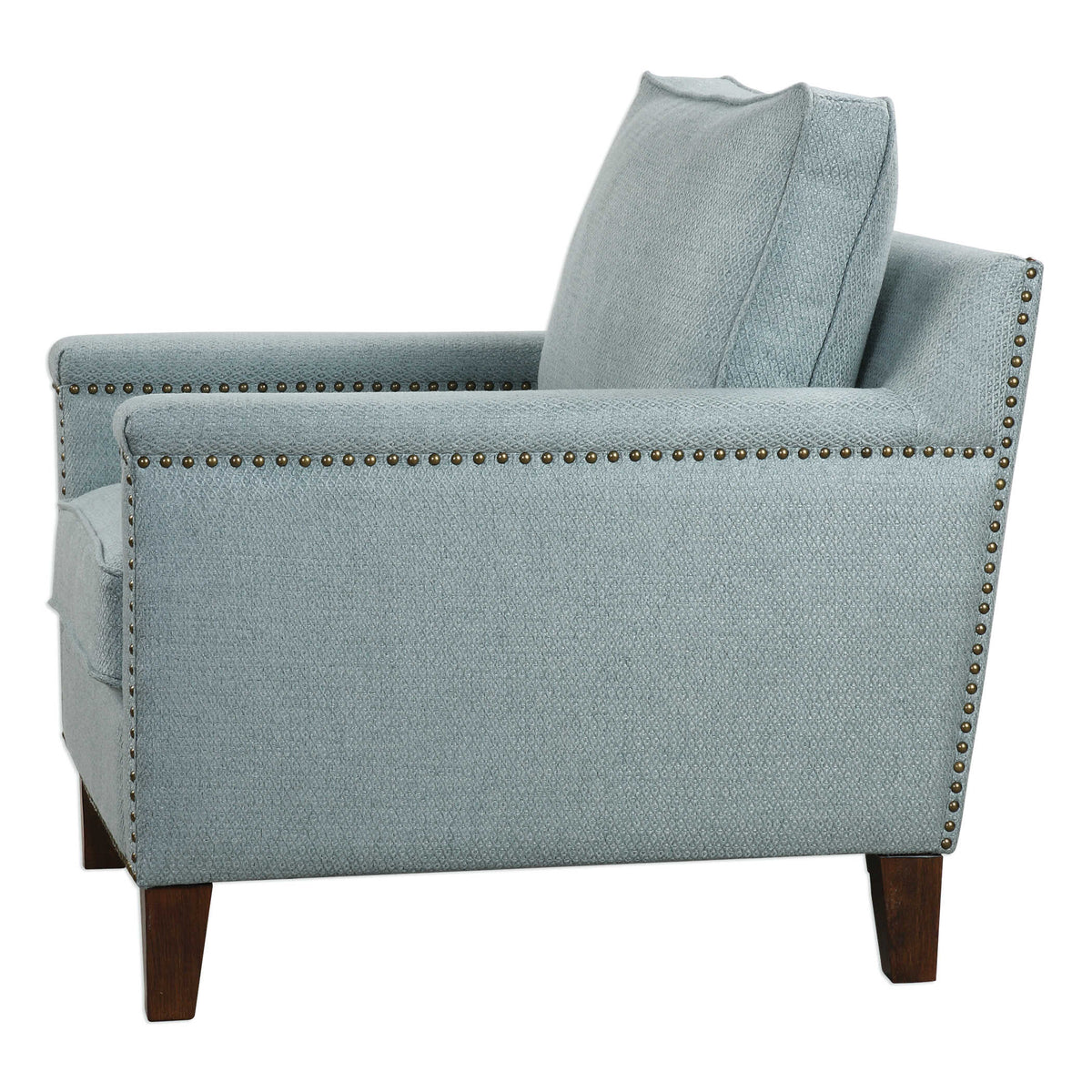 Charlotta Blue/Brass/Woodtone Sea Mist Accent Chair - Ornate Home