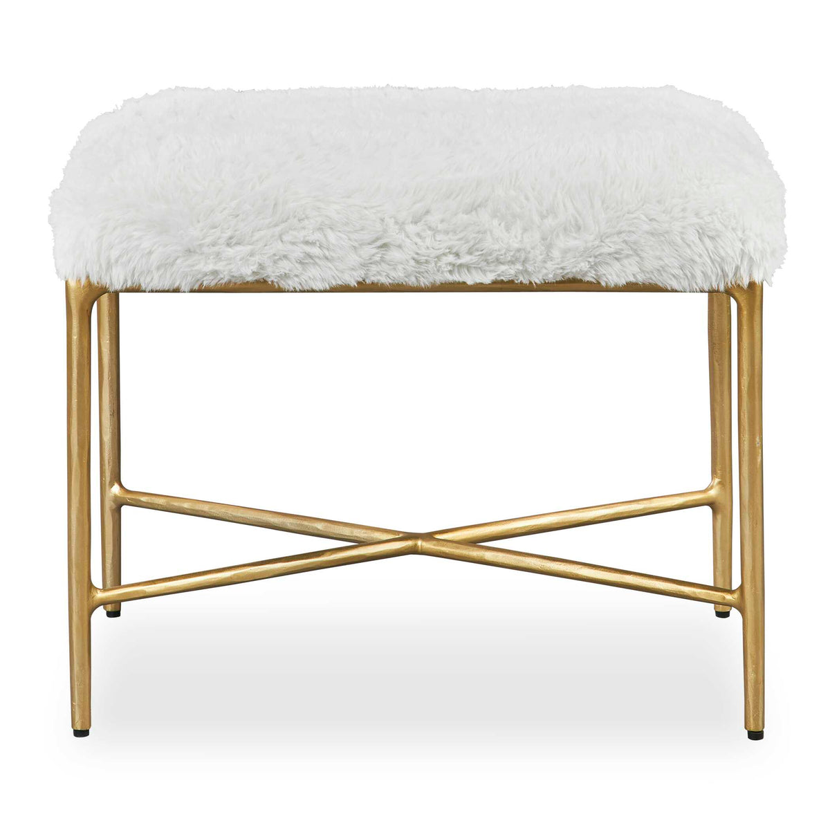 Charmed Gold/White Sheepskin Small Bench - Ornate Home