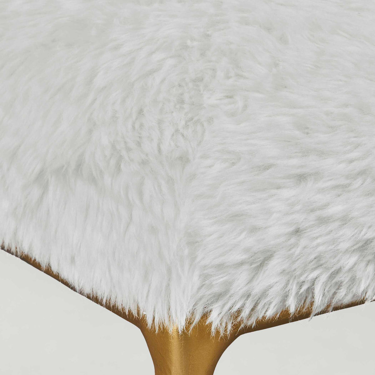 Charmed Gold/White Sheepskin Small Bench - Ornate Home