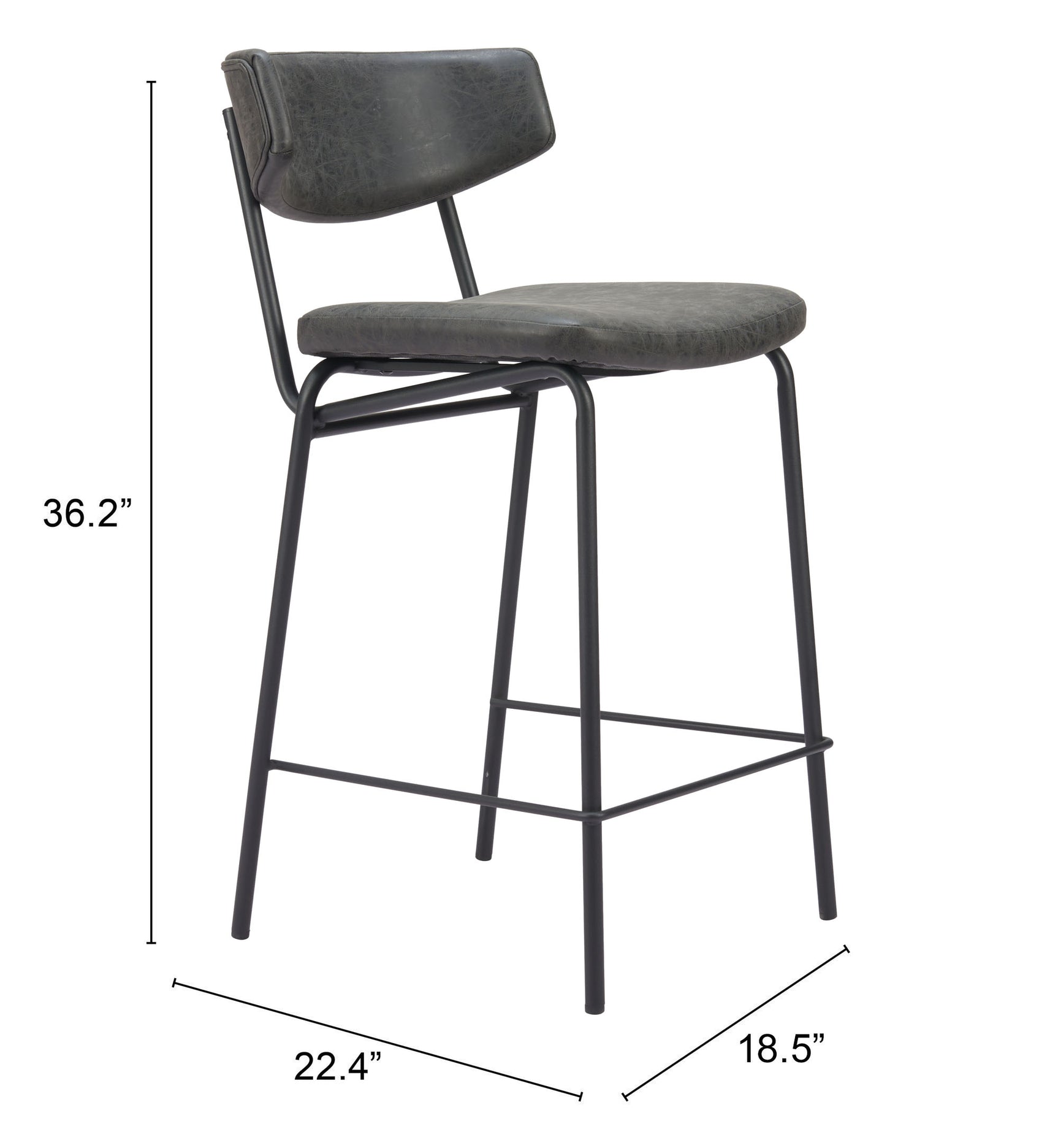 Charon Vintage Black Counter Stool (Set of 2) - Ornate Home