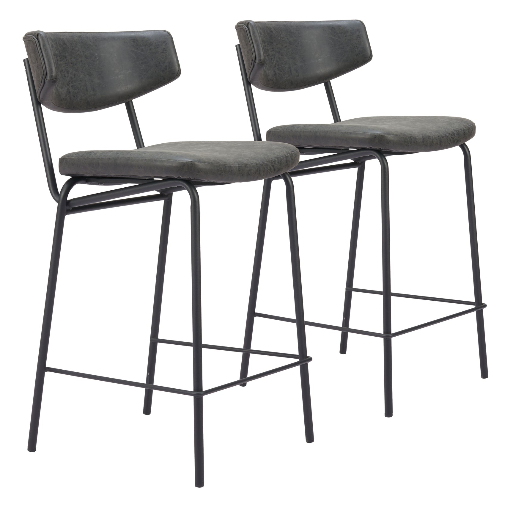Charon Vintage Black Counter Stool (Set of 2) - Ornate Home