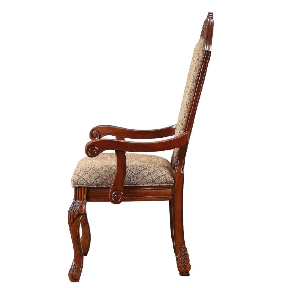 Chateau De Ville Fabric & Cherry Arm Chair - Ornate Home