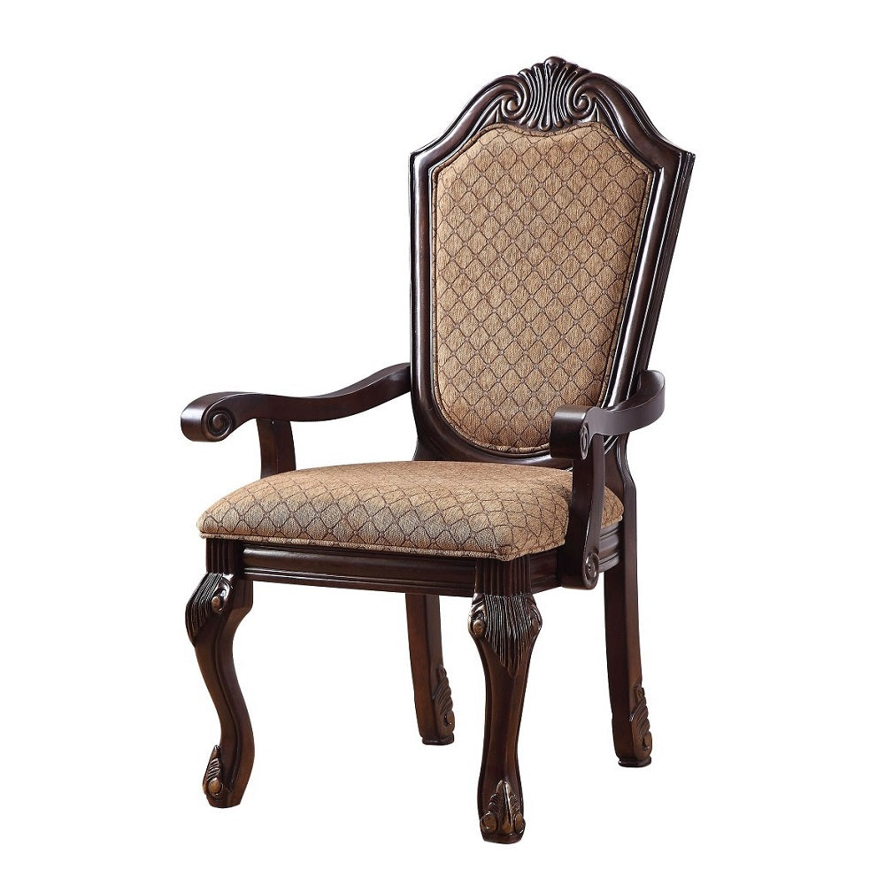 Chateau De Ville Fabric & Espresso Arm Chair - Ornate Home
