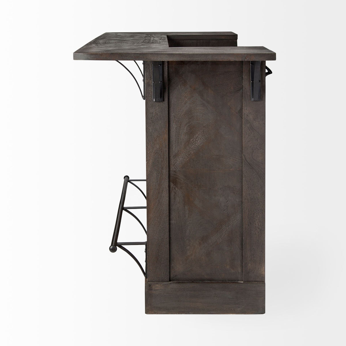 Cheers Dark Brown Solid Wood Wine Bottle Storage Kitchen Island - Ornate Home