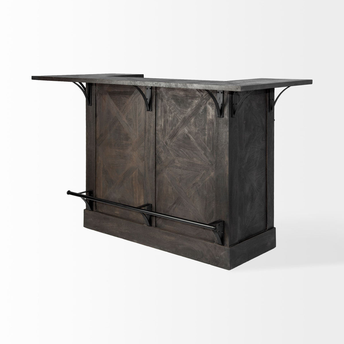 Cheers Dark Brown Solid Wood Wine Bottle Storage Kitchen Island - Ornate Home