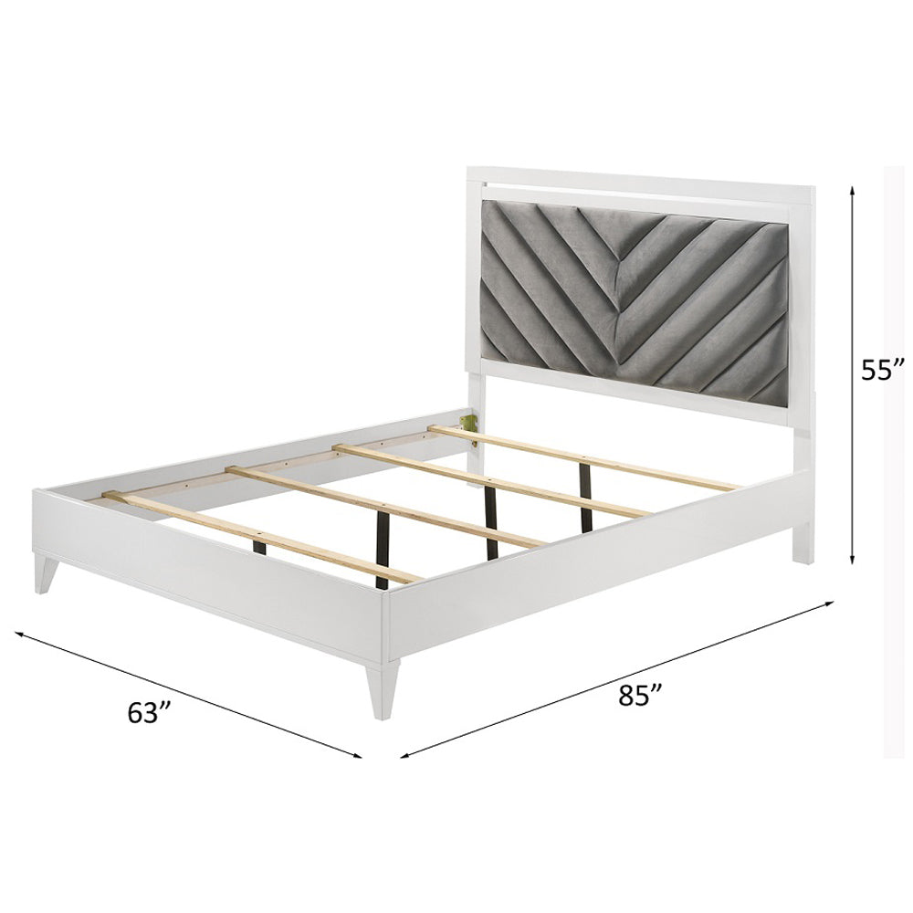 Chelsie Gray/White Queen Bed - Ornate Home