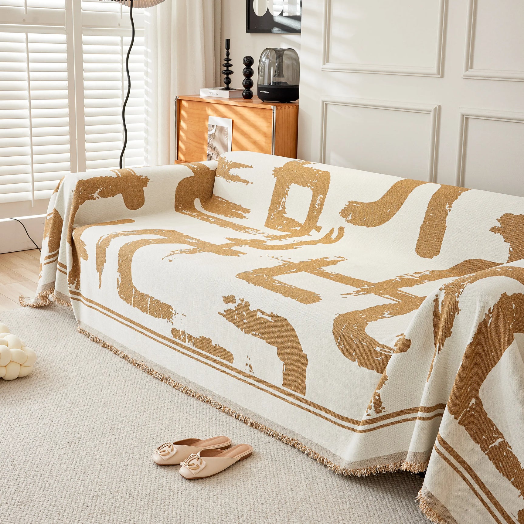 Chenille Abstract Soft Thick Reversible Oversized Couch Cover Blanket, Blanket on Sofa and The Couch - Ornate Home