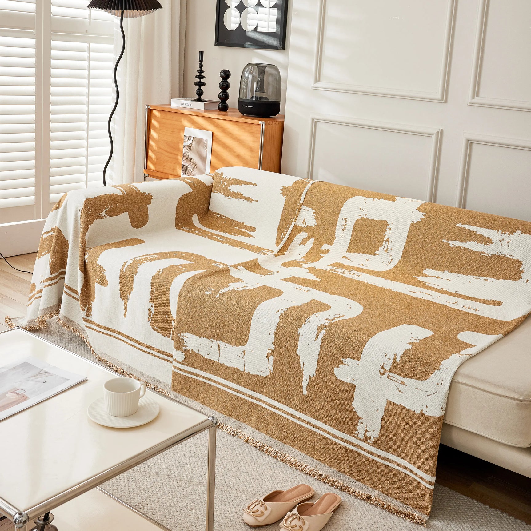 Chenille Abstract Soft Thick Reversible Oversized Couch Cover Blanket, Blanket on Sofa and The Couch - Ornate Home