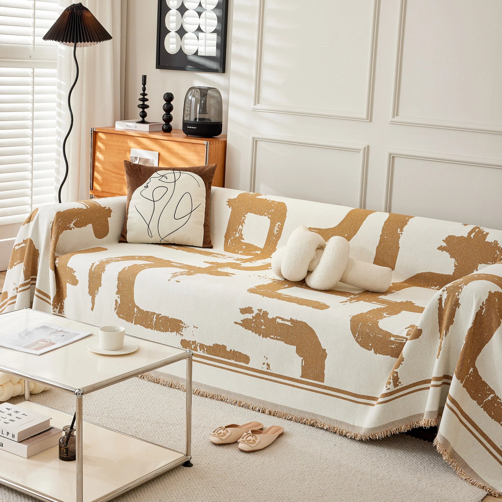 Chenille Abstract Soft Thick Reversible Oversized Couch Cover Blanket, Blanket on Sofa and The Couch - Ornate Home
