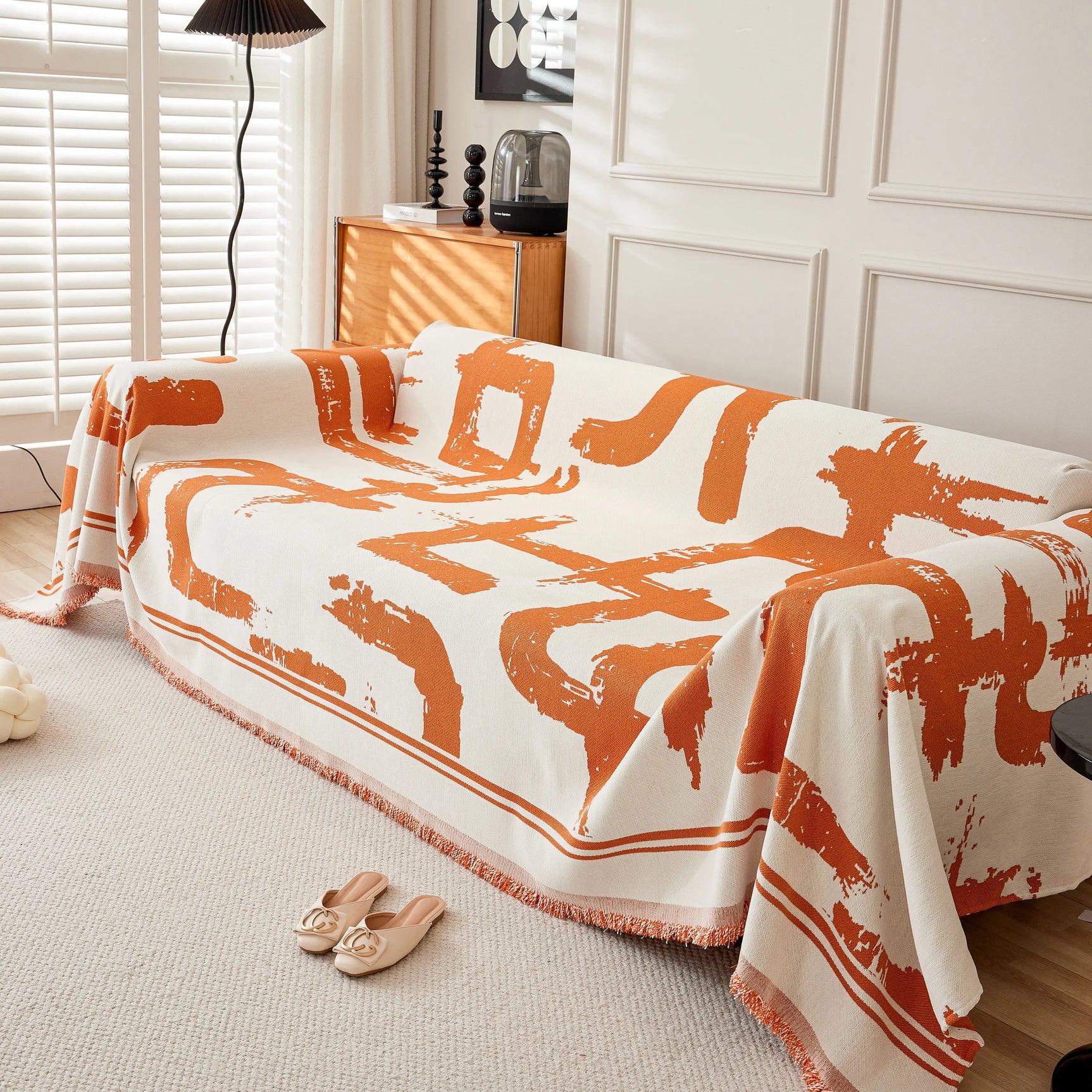 Chenille Abstract Soft Thick Reversible Oversized Couch Cover Blanket, Blanket on Sofa and The Couch - Ornate Home
