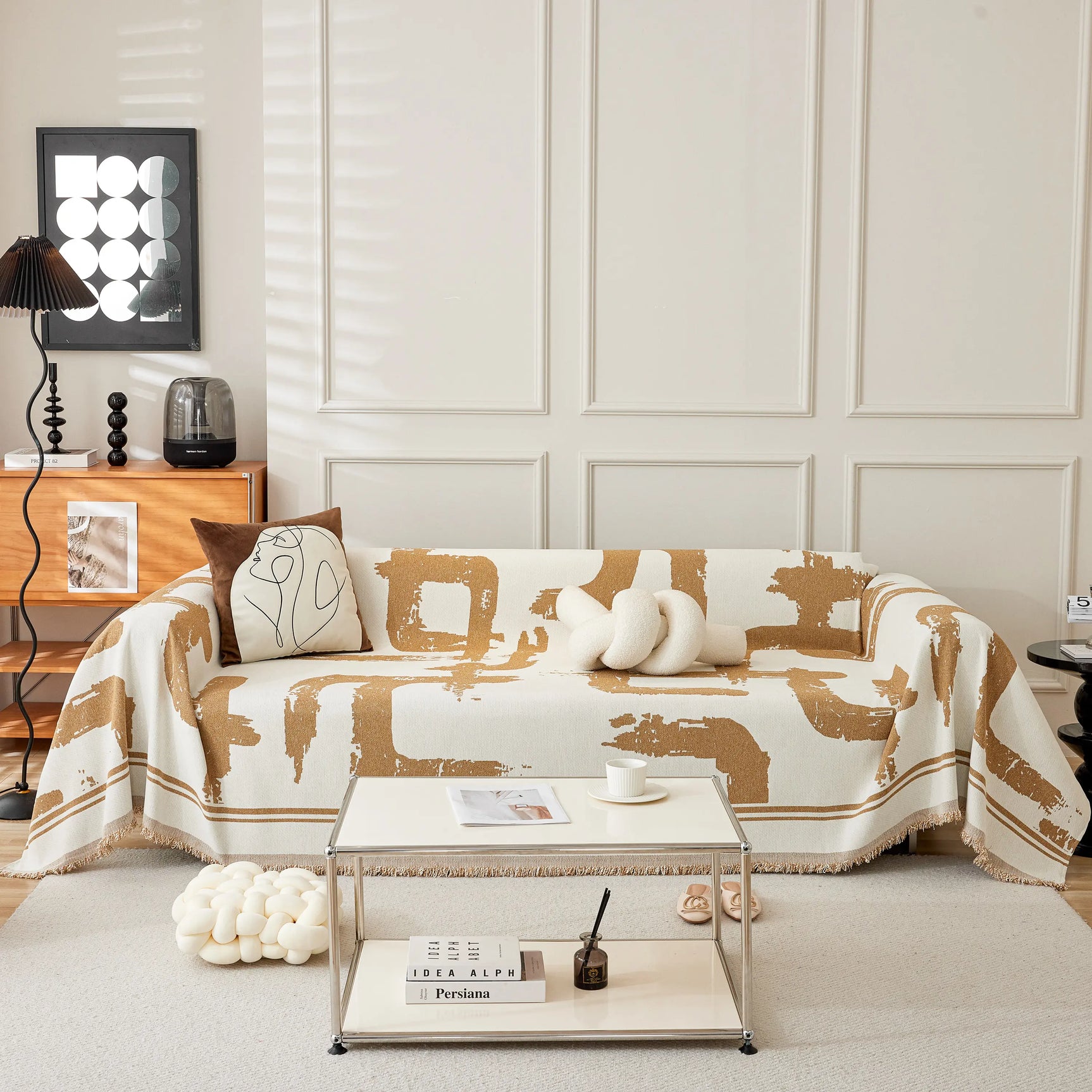 Chenille Abstract Soft Thick Reversible Oversized Couch Cover Blanket, Blanket on Sofa and The Couch - Ornate Home