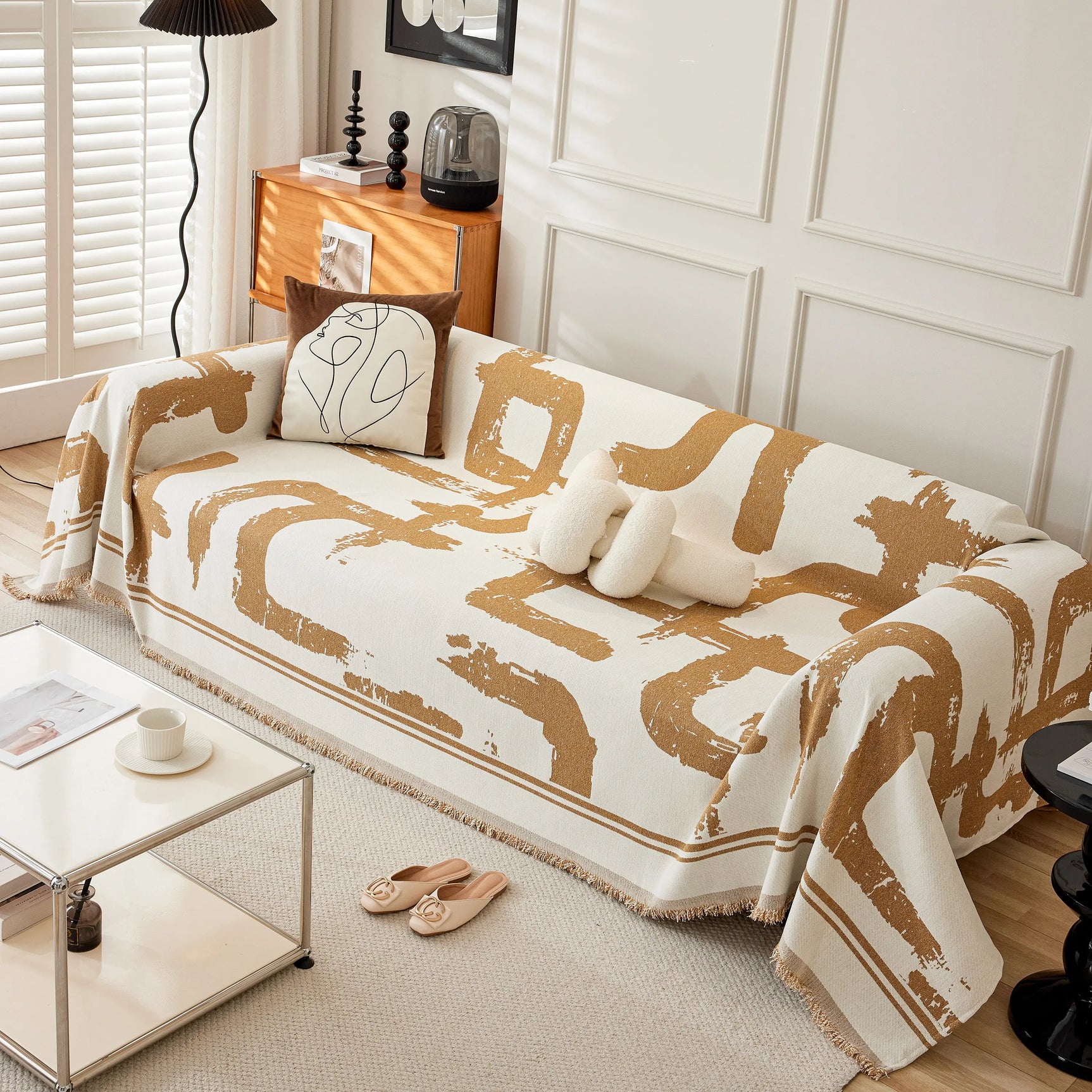 Chenille Abstract Soft Thick Reversible Oversized Couch Cover Blanket, Blanket on Sofa and The Couch - Ornate Home
