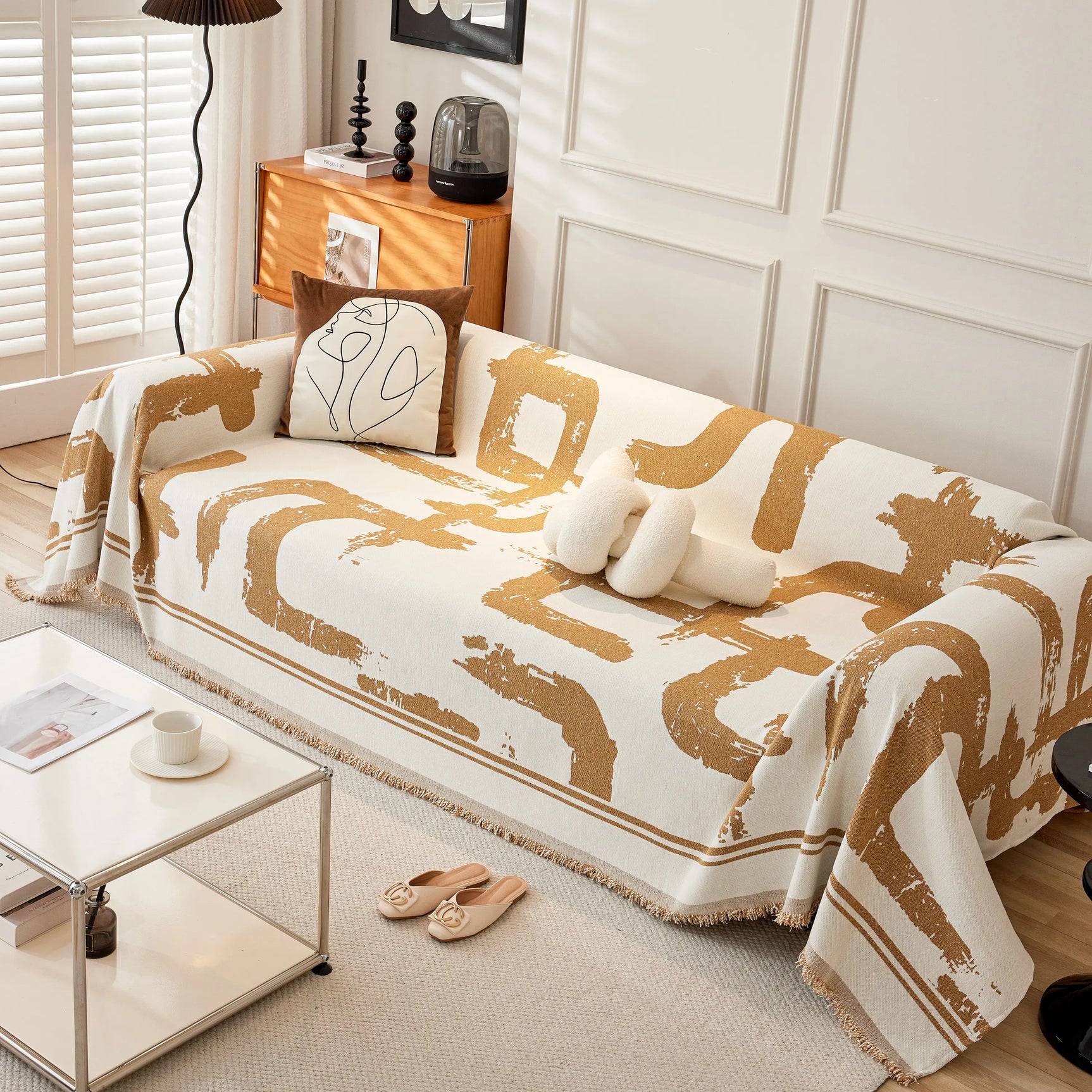 Chenille Abstract Soft Thick Reversible Oversized Couch Cover Blanket, Blanket on Sofa and The Couch - Ornate Home