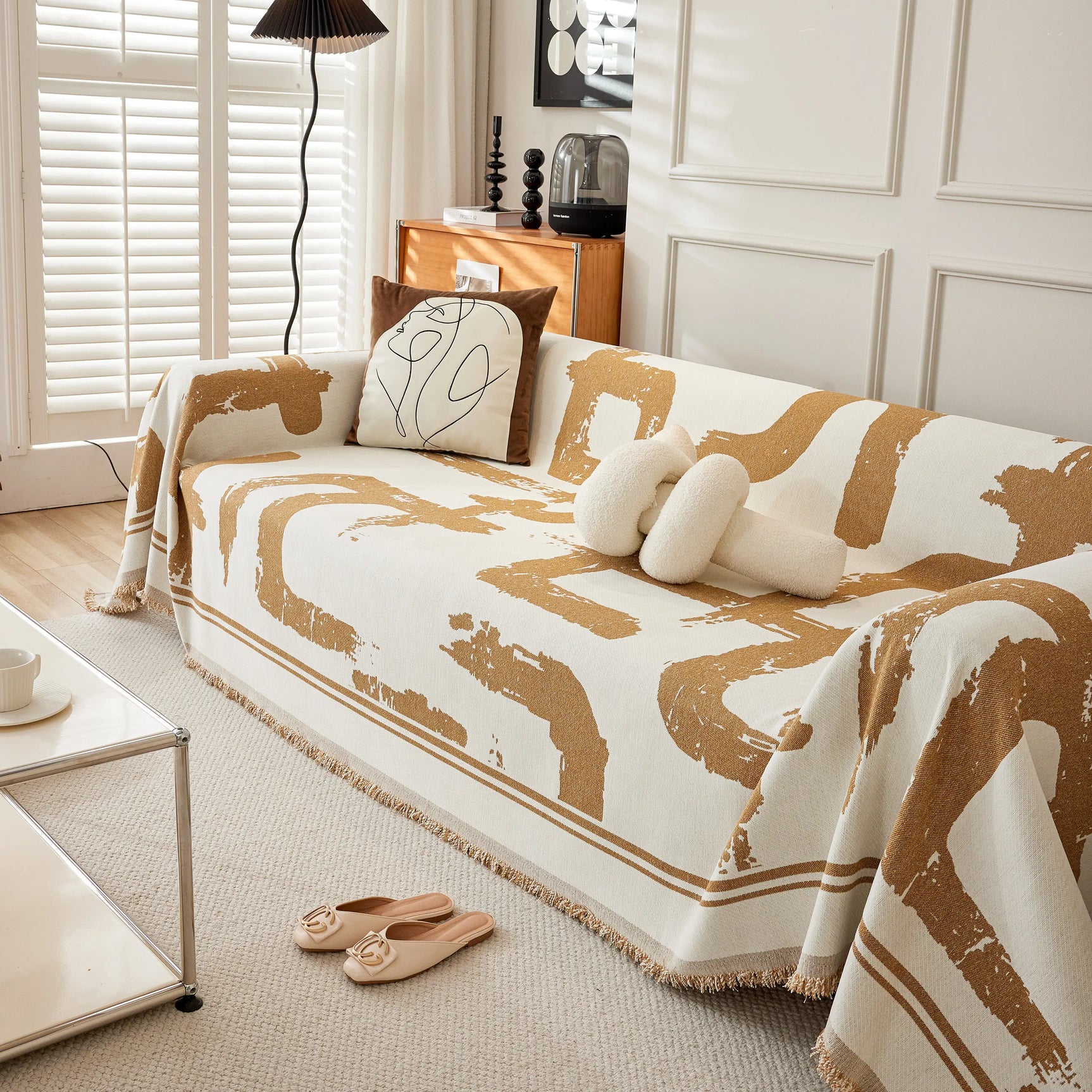 Chenille Abstract Soft Thick Reversible Oversized Couch Cover Blanket, Blanket on Sofa and The Couch - Ornate Home