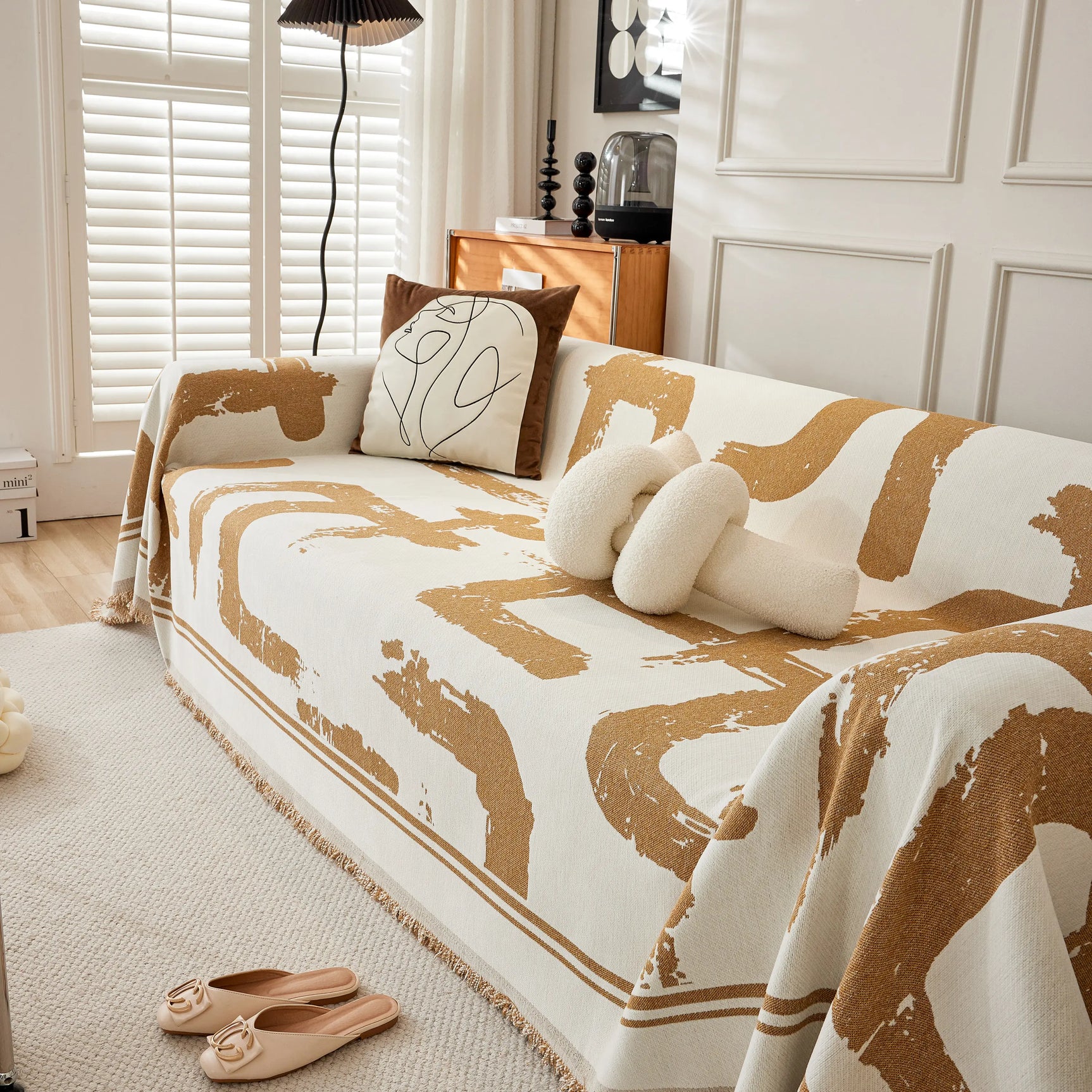 Chenille Abstract Soft Thick Reversible Oversized Couch Cover Blanket, Blanket on Sofa and The Couch - Ornate Home
