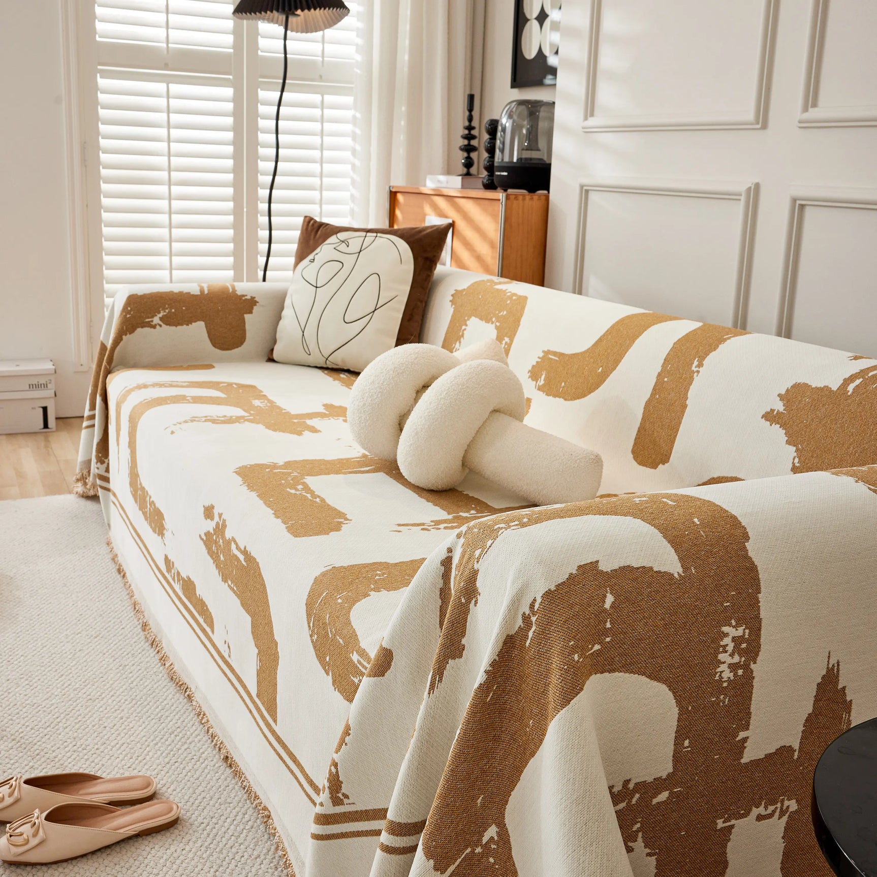 Chenille Abstract Soft Thick Reversible Oversized Couch Cover Blanket, Blanket on Sofa and The Couch - Ornate Home