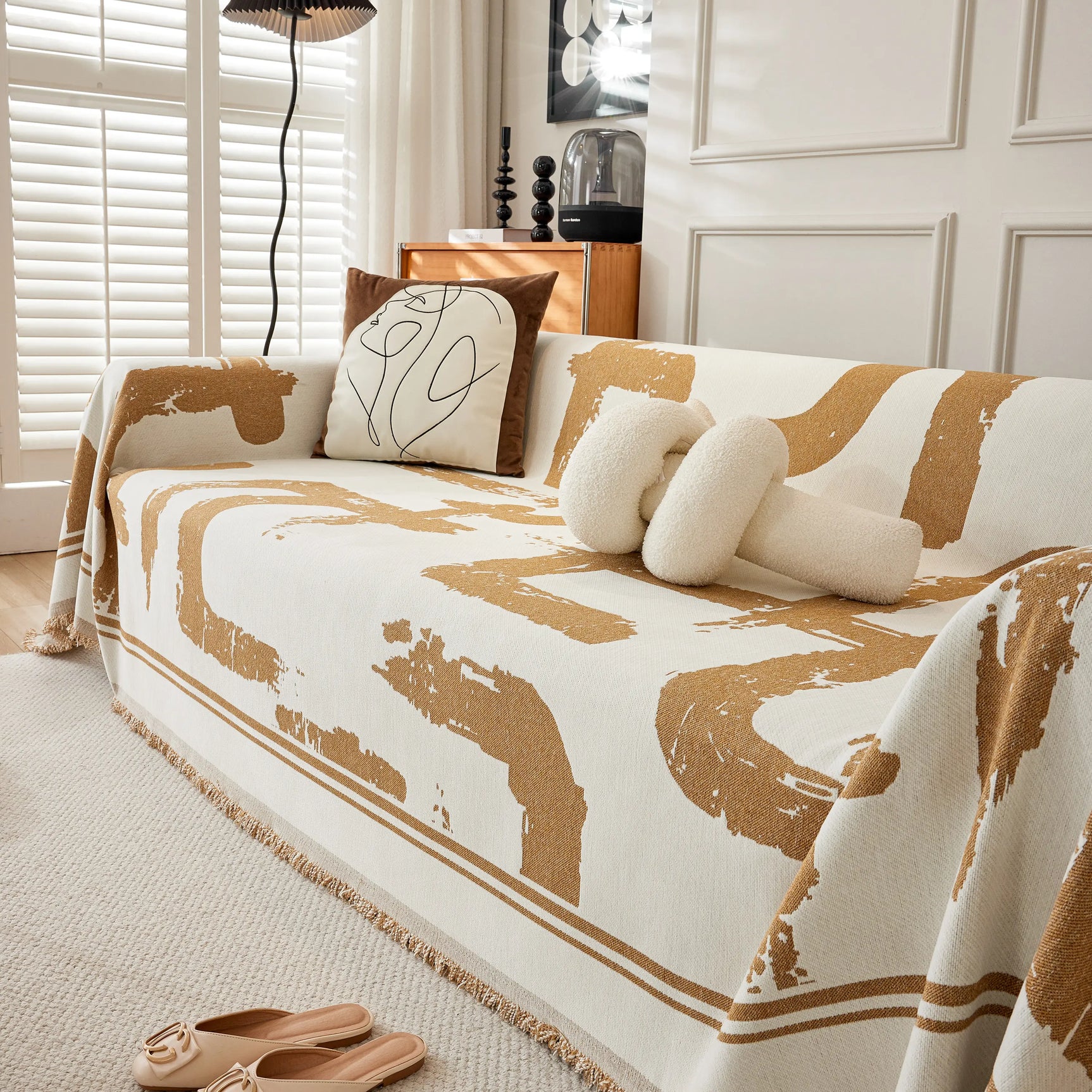 Chenille Abstract Soft Thick Reversible Oversized Couch Cover Blanket, Blanket on Sofa and The Couch - Ornate Home