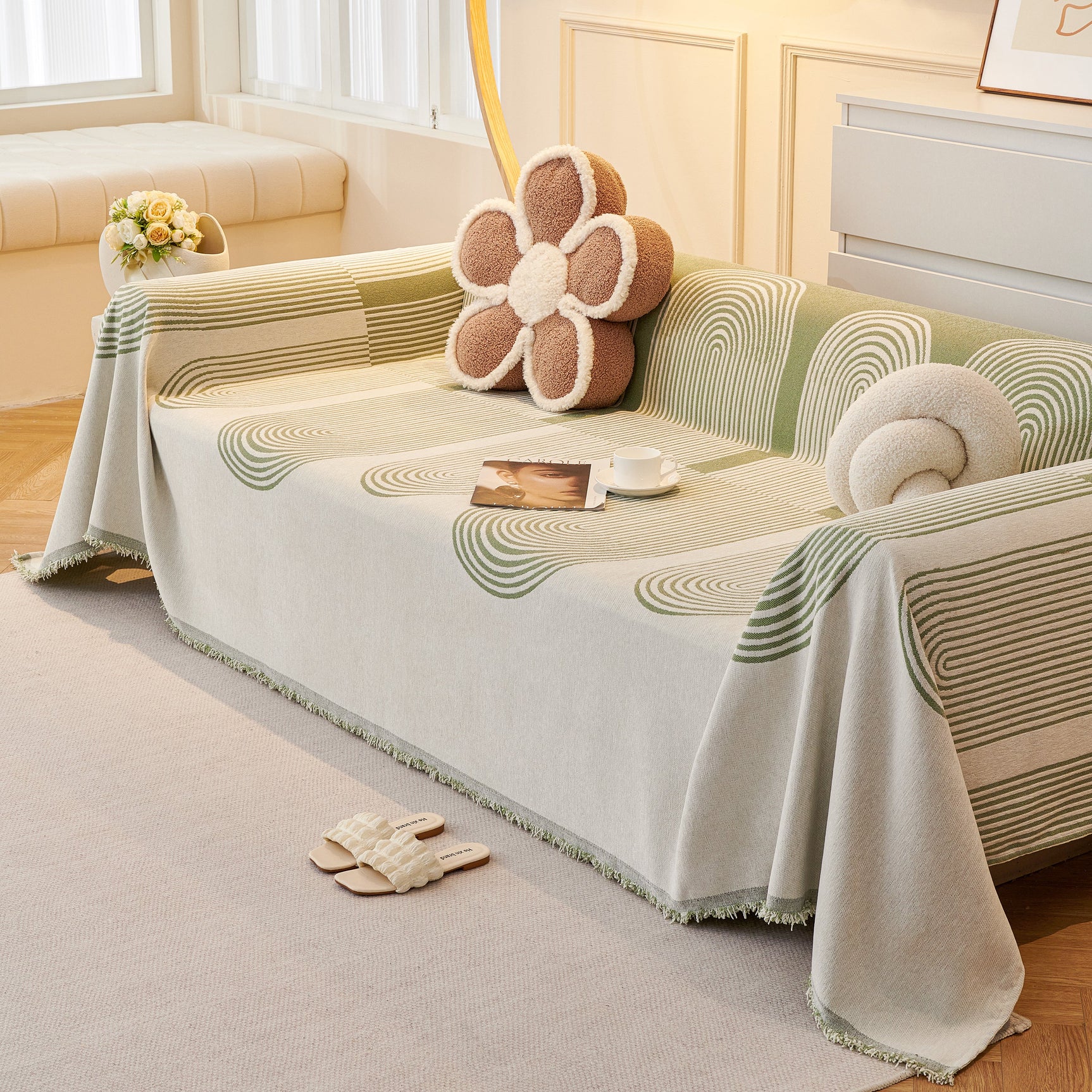 Chenille Boho Geometric Sofa Throw Cover Luxury Throws for Sofas Cat Proof Slipcovers Couch Covers - Ornate Home
