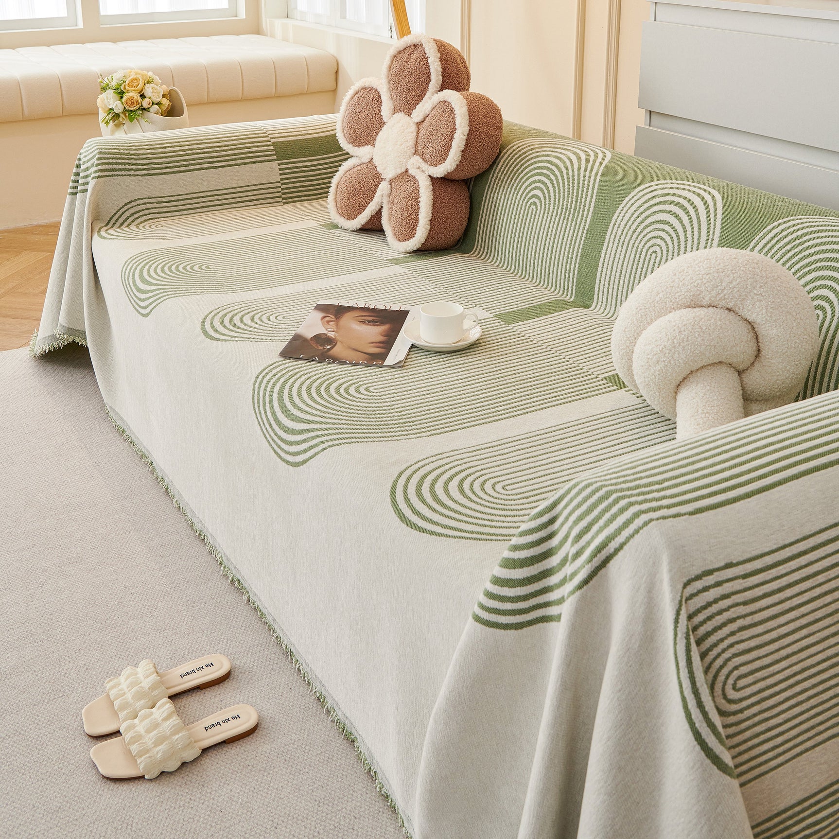 Chenille Boho Geometric Sofa Throw Cover Luxury Throws for Sofas Cat Proof Slipcovers Couch Covers - Ornate Home