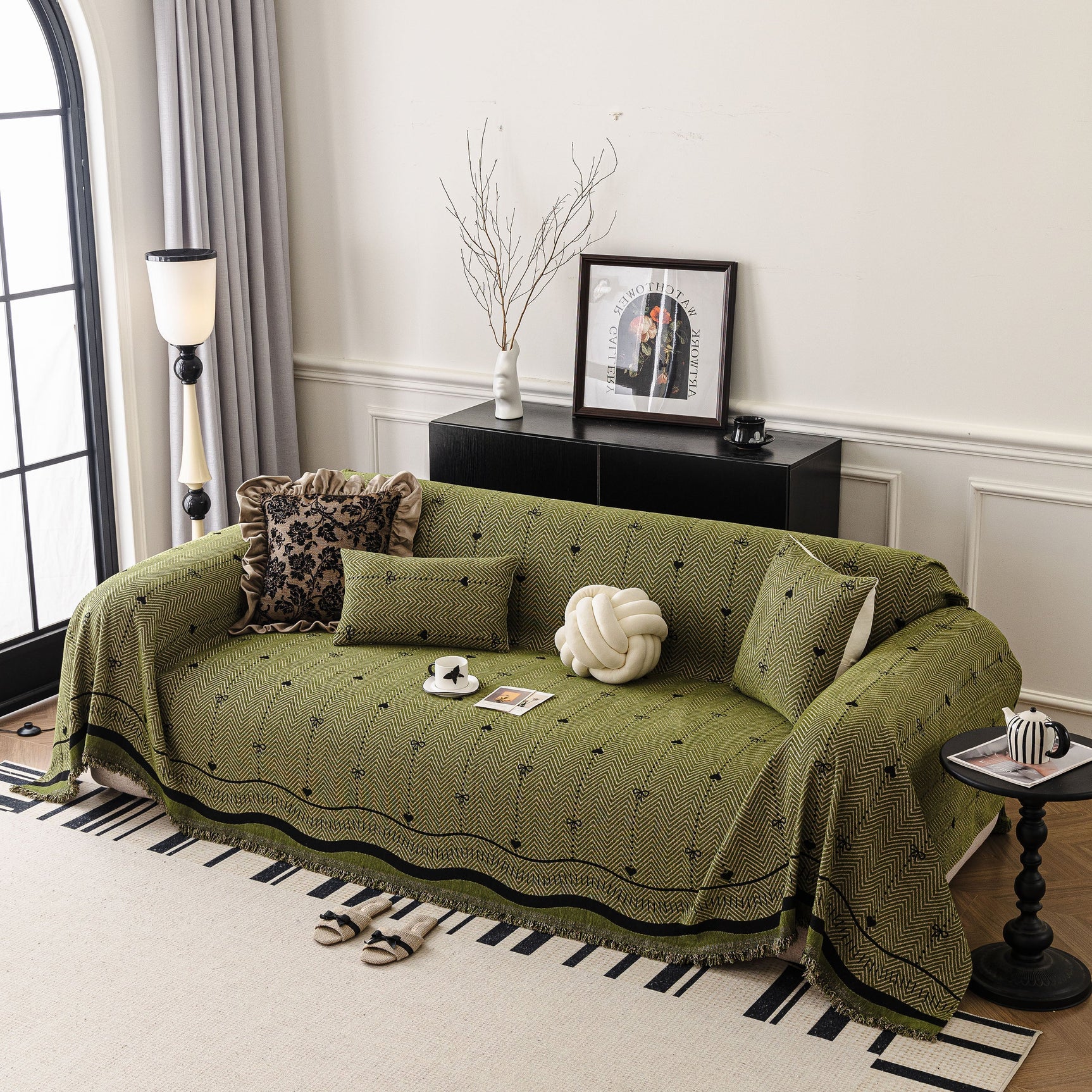 Chenille Couch Throw Cover Decorative Herringbone Sofa Blanket Protector for Couch - Ornate Home