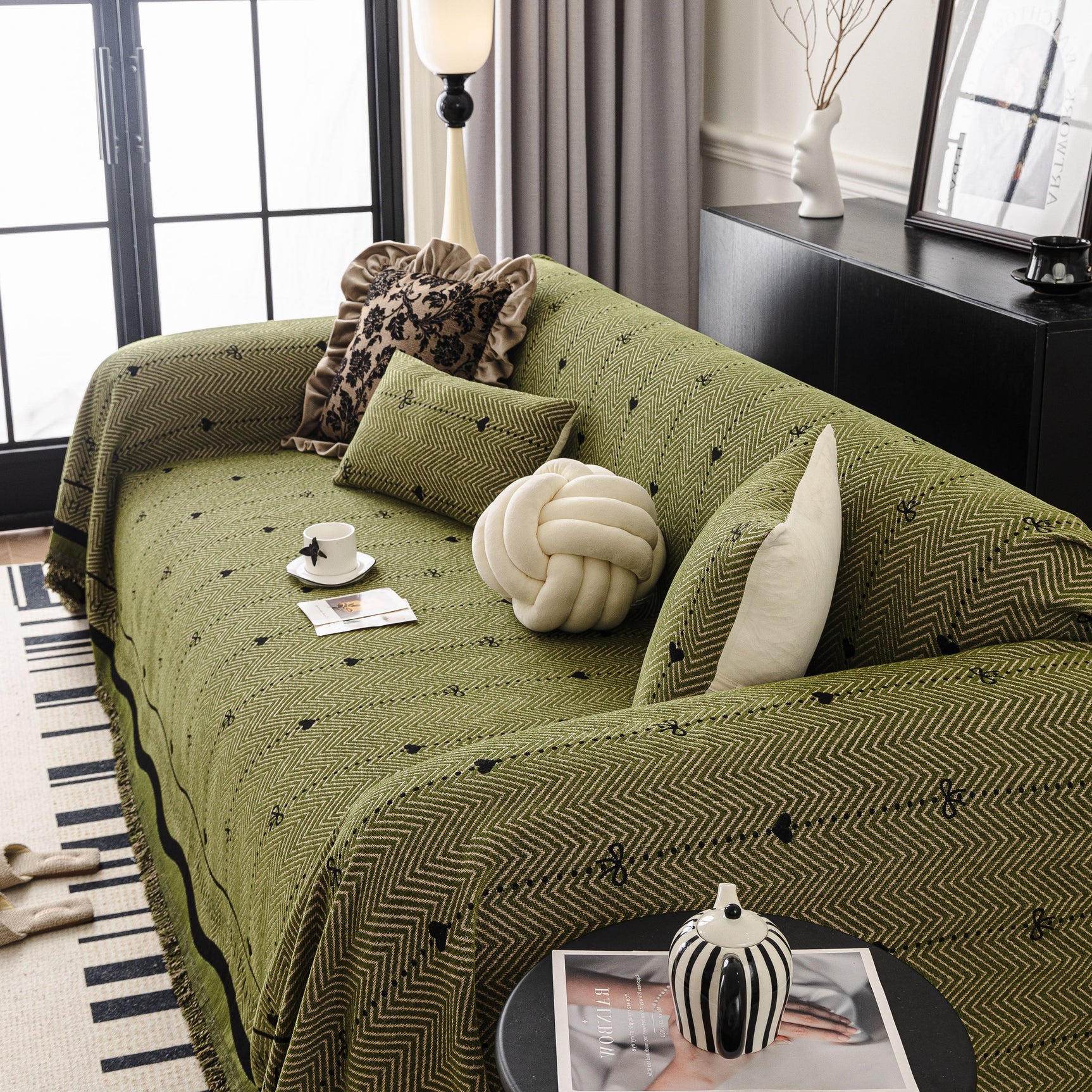 Chenille Couch Throw Cover Decorative Herringbone Sofa Blanket Protector for Couch - Ornate Home
