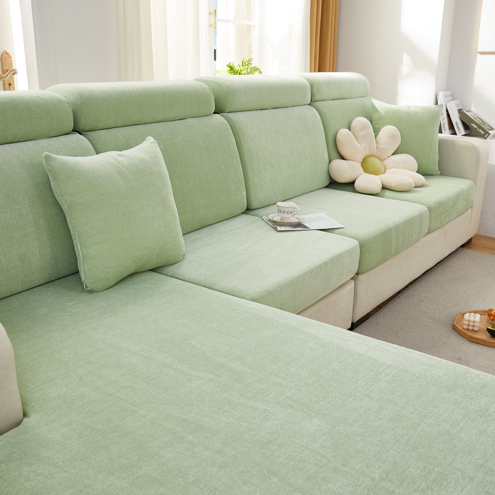 Chenille Cushion Covers for 1/2/3/4 Seater Sofas and L-shaped Couches, Furniture Covers for Pets - Ornate Home