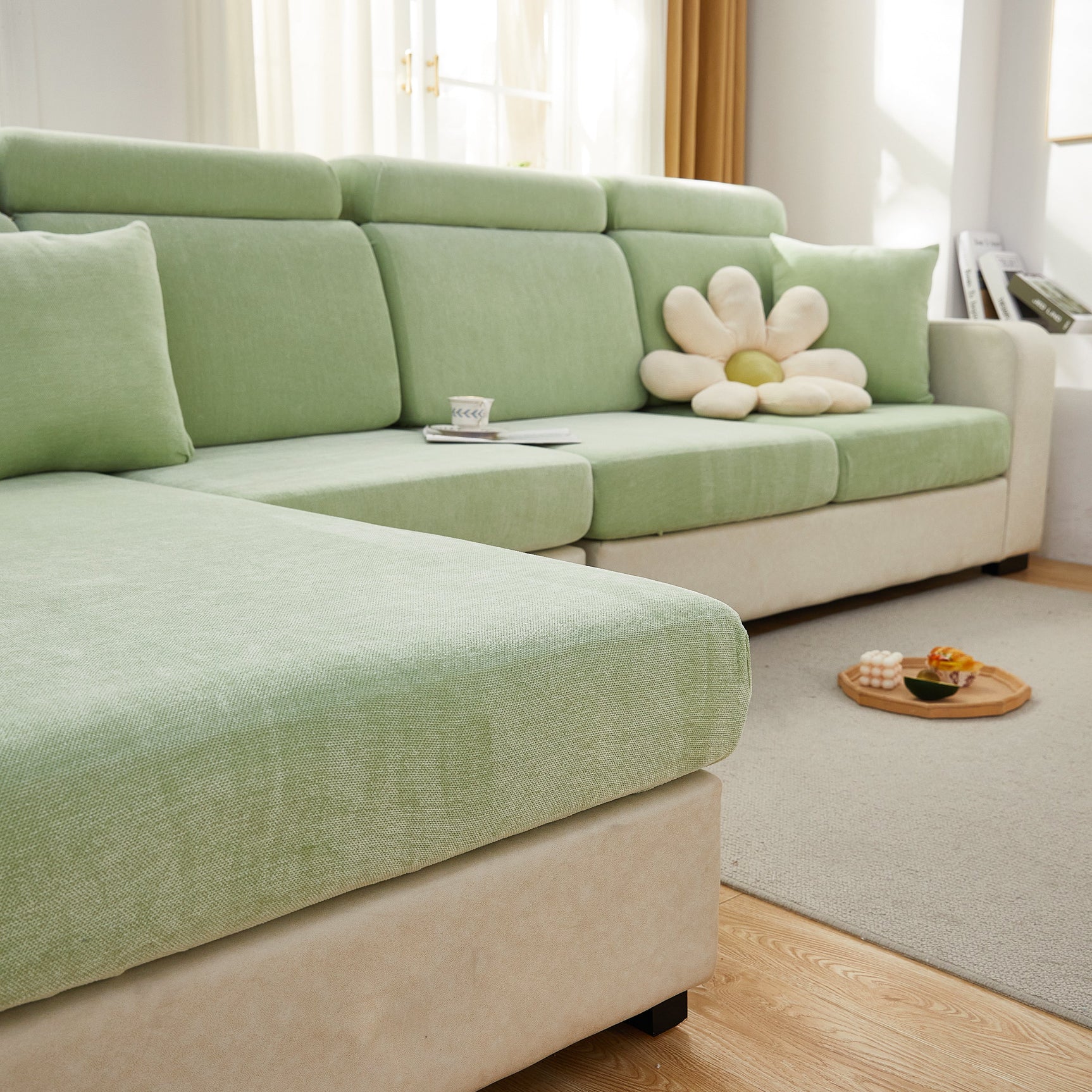 Chenille Cushion Covers for 1/2/3/4 Seater Sofas and L-shaped Couches, Furniture Covers for Pets - Ornate Home