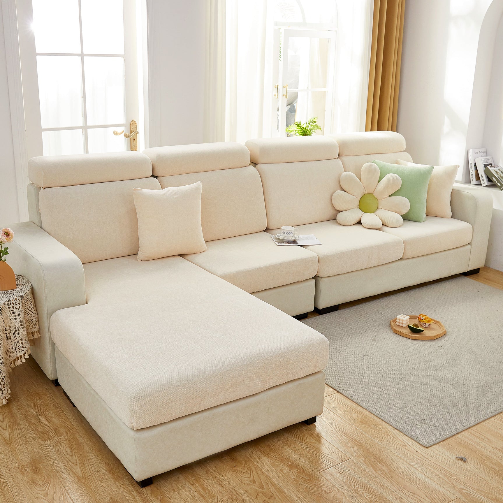 Chenille Cushion Covers for 1/2/3/4 Seater Sofas and L-shaped Couches, Furniture Covers for Pets - Ornate Home