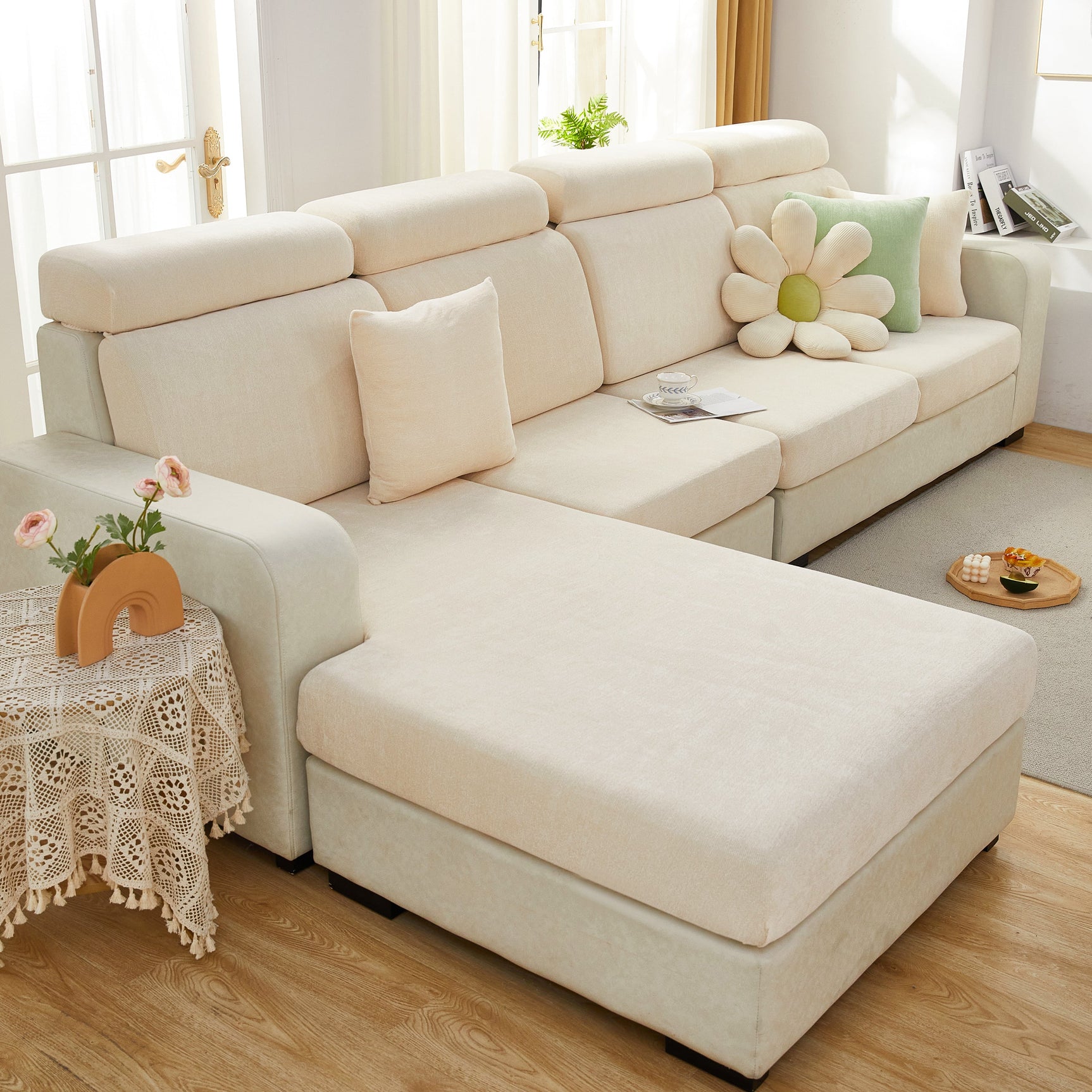 Chenille Cushion Covers for 1/2/3/4 Seater Sofas and L-shaped Couches, Furniture Covers for Pets - Ornate Home