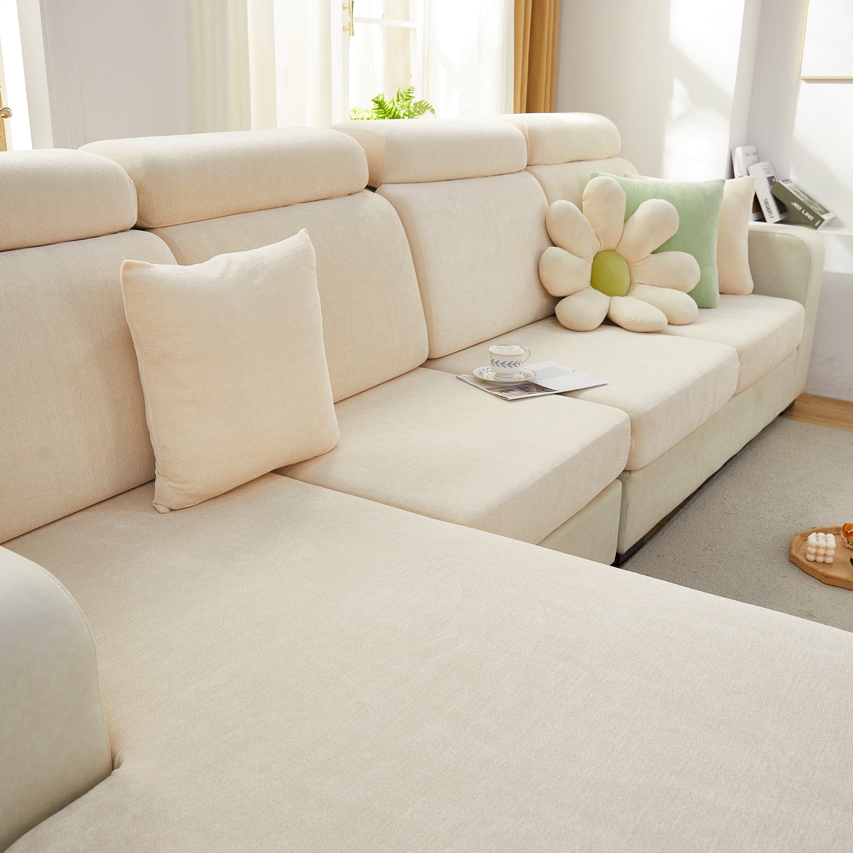 Chenille Cushion Covers for 1/2/3/4 Seater Sofas and L-shaped Couches, Furniture Covers for Pets - Ornate Home