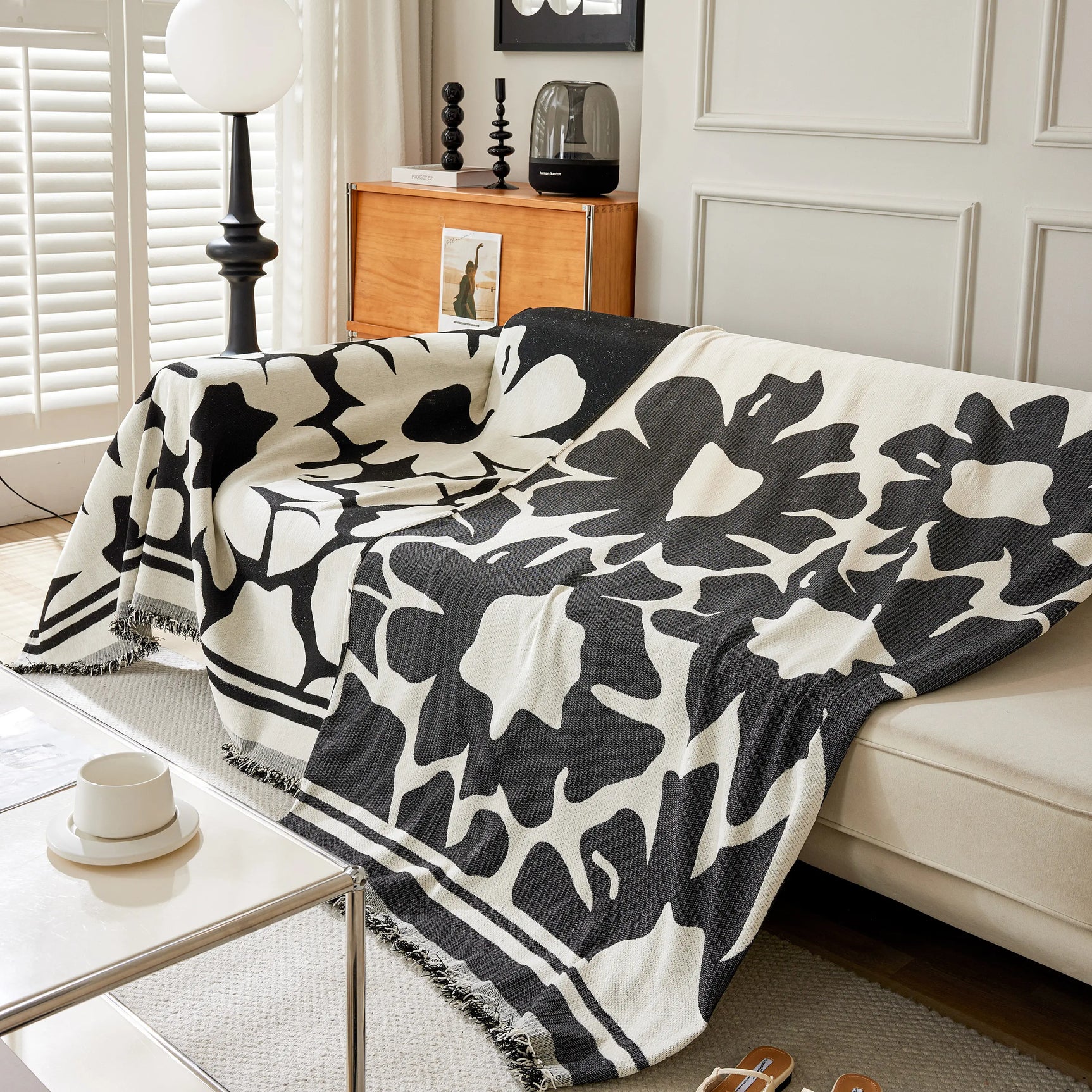 Chenille Floral Soft Thick Reversible Blanket Covers for Couch, Couch Protector Blanket Cover Sofa - Ornate Home
