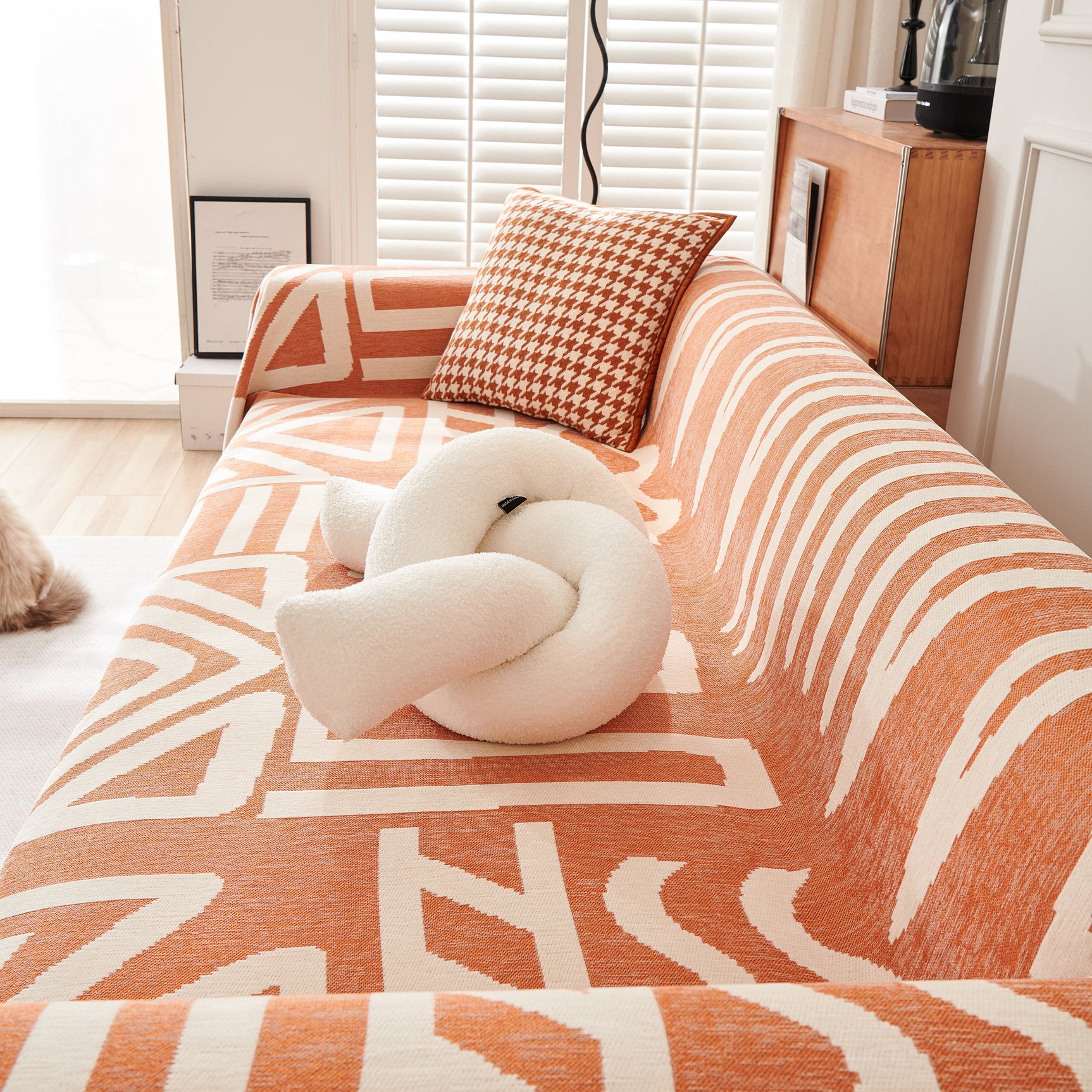 Chenille Geometric Sofa Throw Blanket, Boho Washable Furniture Throw Covers for Sofa - Ornate Home